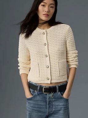 Anthropologie NVLT Knit Lady Jacket in Yellow